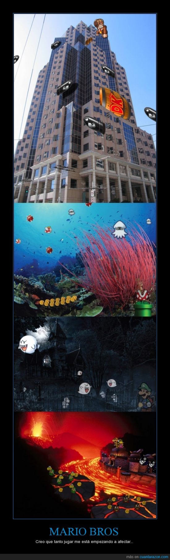 Planta piraña,Blooper,Mario,realidad,Bowser,Boo,Koopa,Pez volador,Bill bala,Peach,Goomba,Chomp Chomp cadenas,Donkey Kong,DK